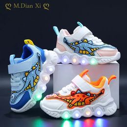 Athletic Outdoor Size 21 30 Baby LED Sneakers Kids Lighting Children Air Mesh Casual Shoes Soft Sole Toddler Cute Glowing Tenis Para Nio 231218