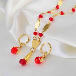 Anniyo Hawaiian Colorful Crystal Ball Beads Necklaces Earrings Sets Guam Micronesia Chuuk Pohnpei Marshall Jewelry Gift #240806237G
