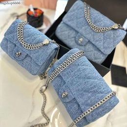 S Designer Flap Mini Handbag Rose Blue Denim Canvas Women Bag Sier Chain Bags 3 Sizes Diamond Gift Lattice with Box High Quality Small Bags