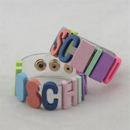 Very cute Candy Colour Letters Charm Bracelets Fashion Designer Jewellery Womens bracelet Wedding Accessories Hip Hop girl lucky bang302s