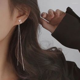 Dangle Earrings S925 Silver Needle Tassel Long Chain Zircon Star Drop Earring For Women Girls Ear Line Hanging Earings Jewelry Gifts E577