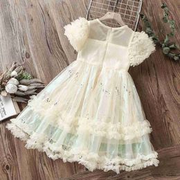 Girl's Dresses Summer Kids Ruffle Princess Dresses for Girls Party Dress Baby Clothes Teenagers Short Sleeve Children Costumes 6 8 10 12 Years