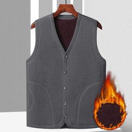 Men's Vests Men Fleece Vest Breathable Fall Winter Single-breasted V Neck Plush Sleeveless Cardigan With Pockets For