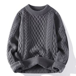 Mens Hoodies Sweatshirts Autumn Winter Men Sweater Vintage O Neck Solid Colour Knitted Pullovers Loose Harajuku Retro Knitting Pullover Sweaters 231218
