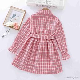 Girl's Dresses Spring Preppy Plaid Girls Dress Student Dresses for Kids Costume Teenagers School Children Clothes Vestidos 4 6 8 10 12 14 Years