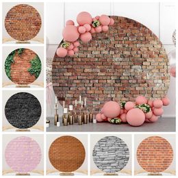 Party Decoration Tableclothsfactory Retro Brick Wall Round Backdrop Cover Wedding Baby Shower Birthday Decor Circle Pography Background