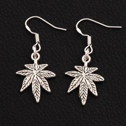 Maple Leaf Dangle Chandelier Earrings 925 Silver Fish Ear Hook 30pairs lot E360 37 6x15 6mm276F