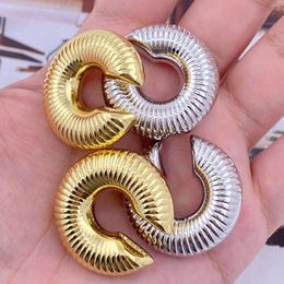 Hoop Earrings Hip Hop Exaggerate Thick Chunky Double Colours Cuff Cartilage Stripe Textured Ear Bone Clip Jewellery Gifts