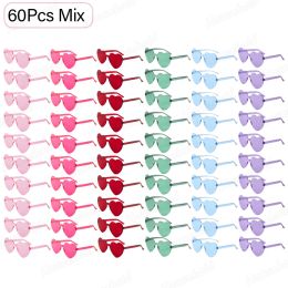 60Pcs Heart Sunglasses Rimless Fun Sunglasses Bachelor Party Favours Candy Colourful Glasses Wedding Gift Party Favour for Guest