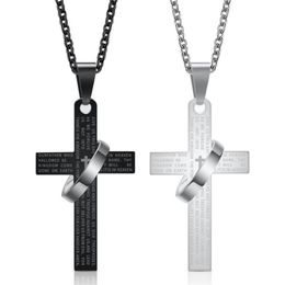 Pendant Necklaces Fashion Stainless Steel Christian Bible Prayer Cross Men Necklace Charming Gifts Jewelry210q