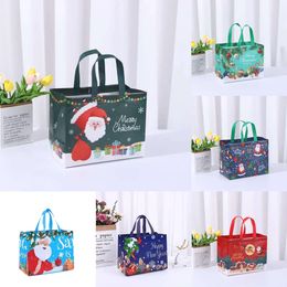 New Christmas Toy Supplies 2PCS Christmas Gift Bag Handbag Foldable Shopping Bag Beach Folding Storage Bag Cartoon Packaging Bags Xmas Decor Packaging Bags