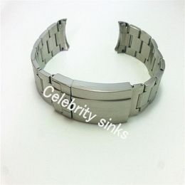 20mm strap high quality solid stainless steel watch band curved end adjustable deployment clasp buckle for rolex watch bracelet276q