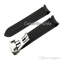 22mm Buckle 20mm NEW TOP GRADE Black and White line Waterproof Diving Silicone Rubber Watchband Straps with Silver buckle For Om308E