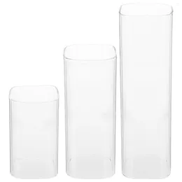 Candle Holders 3 Pcs Candles Windproof Glass Holder Transparent Decorate Desktop Shades Cover Supply Sleeve Clear Covers