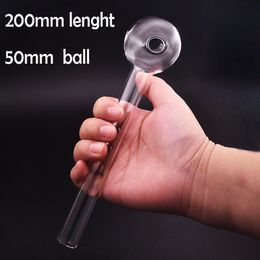 200mm Lenght Glass Oil Burner Pipe Handcraft Clear Pyrex Glass Hand Pipes with Big Size Bubbler Smoking Accessories for Smoker Tool