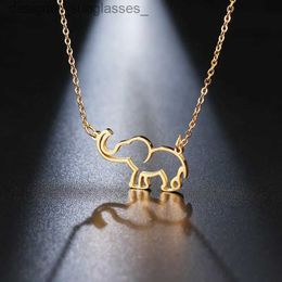 DOTIFI Stainless Steel Necklace r's Origami Elephant Pendant Necklaces For Women Gothic Jewelry Collares De ModaL231218