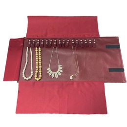 Boxes Jewellery Roll Up Bag Organiser Leather Travel Bags Necklace Bracelet Carrier Storage Case Jewellery Display and Packaging