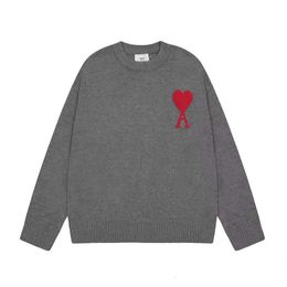 Erkek Unisex Sweater Tasarımcısı Amis Sweater Kadın Moda Lüks Marka Kazak Gevşek A-Line Küçük Kırmızı Kalp Çift Tembel Top High Boyn 45