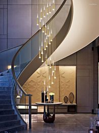 Pendant Lamps Modern Staircase Chandeliers Luxury Stair Living Room LED Ceiling Lamp Duplex Building Villa Attic Lustres Hanging Light