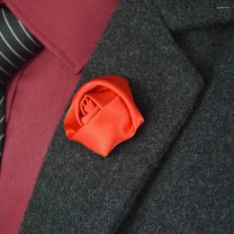 Brooches 20 Pcs/lot Mens Flower Lapel - Men's Rose Pin Wedding Boutonniere Satin