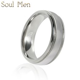 Band Rings 6mm Pure Wedding Rings For Women Her Classic Plain Matte Brushed Beaded Edge Engagement Promise Jewelry Comfot 231218