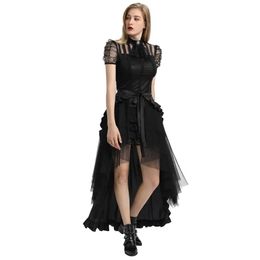 Dresses Women Steampunk Gothic Wrap Skirt Victorian Punk Lace Up Mesh Pirate Long Ruffle Skirt