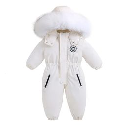 Rompers -30 degree Winter Ski Suit Plus Velvet Baby Jumpsuit Boy Overalls Warm Kids toddler girl Clothes Children Clothing coat overcoat 231218