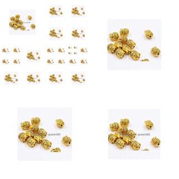 Alloy 100Pcs/Lot Gold Plated Buddha Head Spacer Beads Charms For Jewelry Diy Making 10X8Mm Drop Delivery Jewelry Loose Beads Dhdch