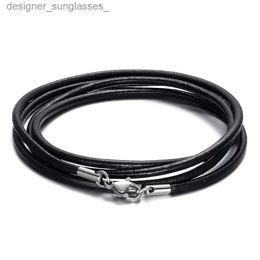 Pendant Necklaces Genuine Leather Necklace Chain For Women Men Stainless Steel Clasp For DIY Necklaces Cords Fashion Jewelry Accessories Gift 2021L231218