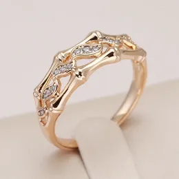 Cluster Rings Kinel Natural Zircon Ring For Women 585 Rose Gold Color Vintage Hollow Ethnic Wedding Beach Party Fine Daily Jewelry