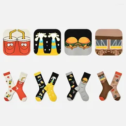 Women Socks Fashion AB Face Women's Autumn Winter Colorful Cartoon Burger Beer Classic Creative Happy Funny Street Couple