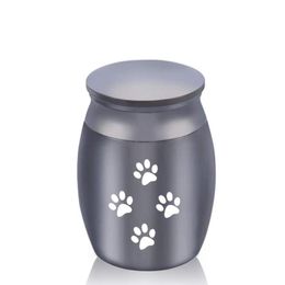 30 x 40mm Pets Dog Cat Paw Cremation Ashes Urn Aluminum alloy Urns Keepsake Casket Columbarium Mini Storage Tank Pets Memorials289C