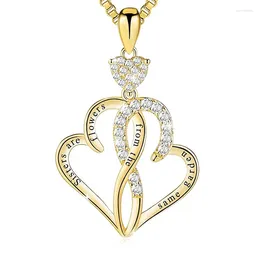 Pendant Necklaces Huitan Double Love Necklace For Sisters Friends Luxury Trendy CZ Birthday Gifts Ly Designed Women Jewellery