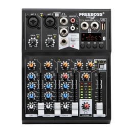 Material Free Mix4 4 Channels Usb Computer Play Record Echo Reverb Pingpong Effect Bluetooth Studio Church Party Family Audio Mixer