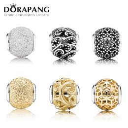 DORAPANG Genuine 925 Sterling Silver Hollowed out pattern Charm bead Fit collocation DIY Bracele & bangle Jewellery Whole2556