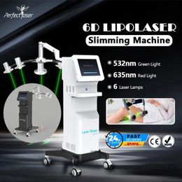 Newly 635nm 532nm mitsubishi diode body slimming machine double wave lipolaser 6D lipo laser lipolysis machine