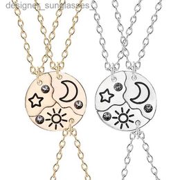 Pendant Necklaces 3 Piece Set Sun Moon Star Pendant Necklace Best Friend Bff Friendship Couple Necklace Clavicle Chain Fashion Jewelry Party GiftsL231218