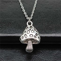 Pendant Necklaces Fashion Simple Vintage Antique Silver Colour 28x18mm Mushroom Pendant Necklace For WomenL231218