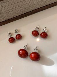 Stud Burgundy Cherry Beanie Stud Earrings Premium Luxury Trendy Earrings Gift Jewellery Fashion Accessories 231218