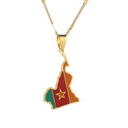Stainless Steel Fashion Cameroon Map Flag Pendant Necklaces Country Maps Trendy Cameroonians Enamel Chain Jewelry Gift301Y