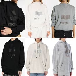 Isabels Marant Designer Hoodies Kadın Pamuk Sweatshirt Sıradan Gevşek Kazak Baskı Işıltılı Mektuplar Üstleri