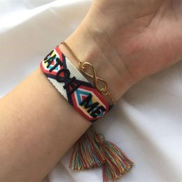Rainbow color bracelet women woven friendship bracelets summer camping washable Bracelet with tassels and adjustable sizes235g