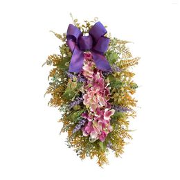 Decorative Flowers Teardrop Wreath Realistic Texture Floral Swag For Christmas Spring Office