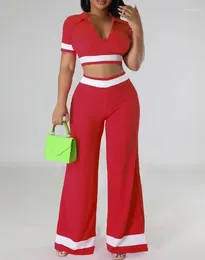 Women's Two Piece Pants Womens Sets Outfit Elegant Striped Top & Wide Leg Set Fashion 2023 Summer Casual Female Clothing