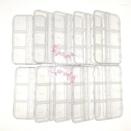 Storage Bottles 10pcs 6 Grids Clear Plastic Rectangle Empty Case Box Nail Art Jewellery Beads Rhinestones Decorations Organiser Container