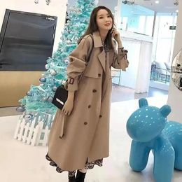 Women's Jackets Khaki Long Trench Coat With Sashes Double Breasted Windbreakers Female 2023 Chic Casual Ladies Overcoat Temperament