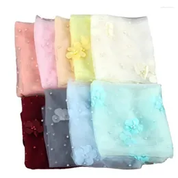 Blankets Born Pography Props Transparent Mesh Yarn Pearls Flowers Swaddling Blanket