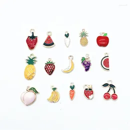 Charms 30Pcs Mixed Colour Cute Fruit Oil Enamel Zinc Alloy Pendant Accessory For DIY Bracelet Necklace Jewellery Making