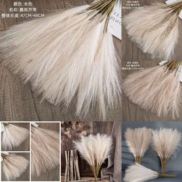 New Christmas Toy Supplies 10pcs Artificial Pampas Grass Flower Bouquet For Wedding Home Decoration DIY Party Bedroom Fake Plant Flowers Vase Decor Reed