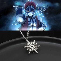 Pendant Necklaces 2023 Akaza Symbol Necklace For Men Women Titanium Anime Demon Slayer Pendant Jewelry Trend Anime Accessories Cosplay Couple GiftL231218